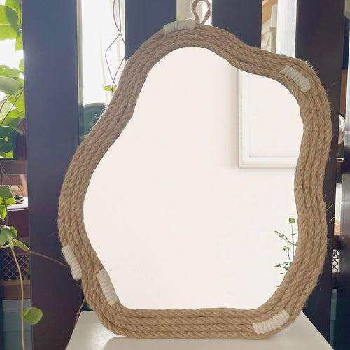 Handwoven Nordic decorative wall mirror creative and original - vue 2 sur 7