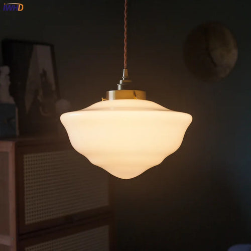 Modern nordic glass LED pendant light with copper socket - vue 3 sur 28