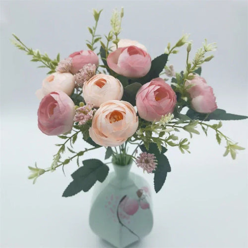 Silk rose bouquet artificial garden decoration flowers - vue 5 sur 12