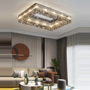 Dimmable round rectangular crystal LED chandelier