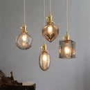 Vintage Edison chandelier with crystal glass shade for bar or loft