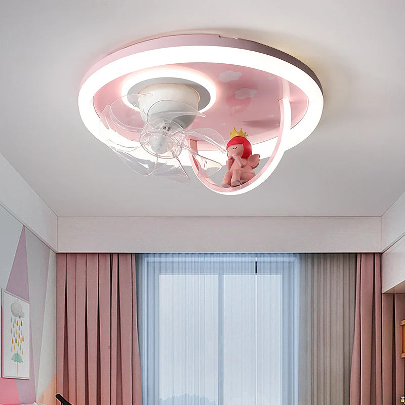Creative ceiling light with fan and LED light for children