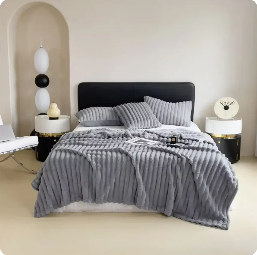 plaid doux épais effet carreaux style moderne chambre - vue 3 sur 7