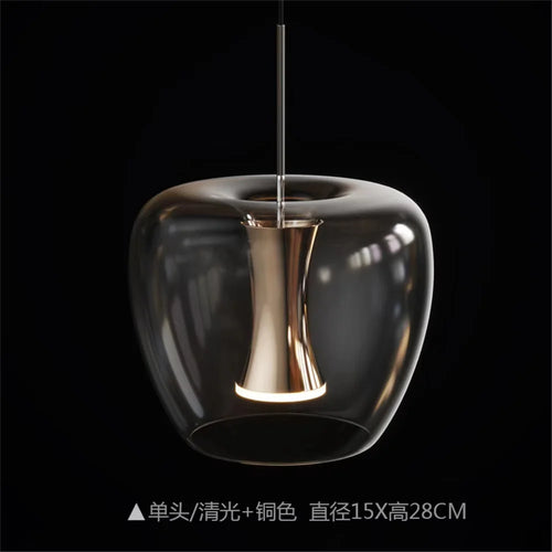 Modern clear glass LED pendant light for contemporary interior decor - vue 10 sur 10
