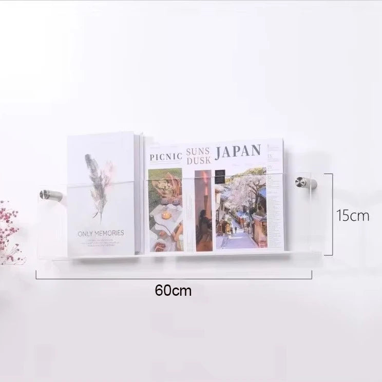 acrylic wall shelf for books and magazines decorative organizer
