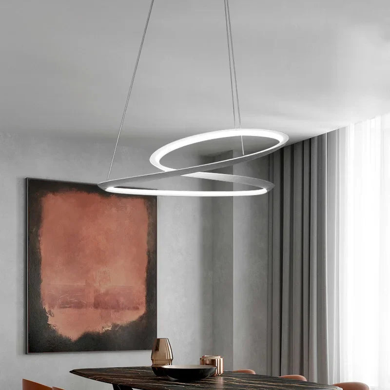 Modern LED pendant light with gold ring for interior decoration