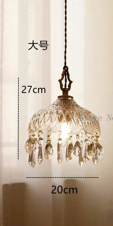 Nordic retro brass crystal and glass pendant chandelier - vue 8 sur 10