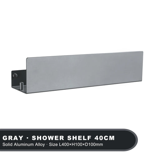 wall mounted storage shelf with aluminum hooks for kitchen and shower - vue 13 sur 15