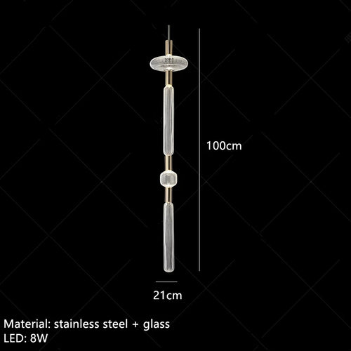 Adjustable nordic clear glass light tube pendant - vue 15 sur 20