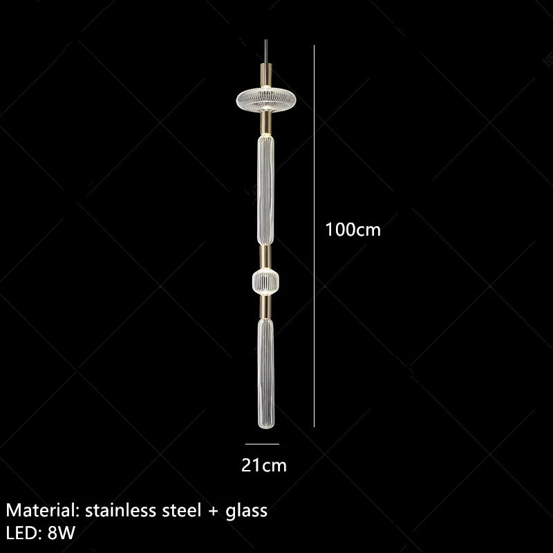Adjustable nordic clear glass light tube pendant - vue 14 sur 20