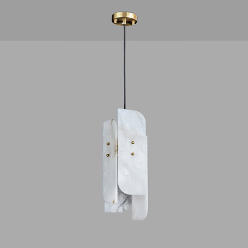Genuine marble pendant light with copper wire and adjustable bulb - vue 6 sur 7
