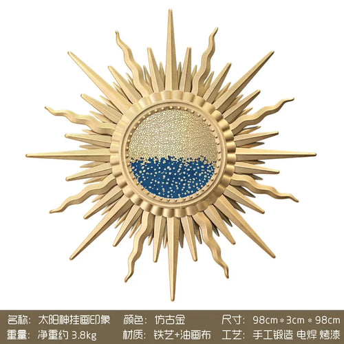 decorative wrought iron sunflower wall mirror - vue 10 sur 12