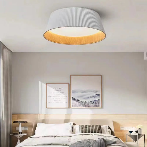 Round wood ceiling light wabi sabi minimalist design for interiors - vue 2 sur 10