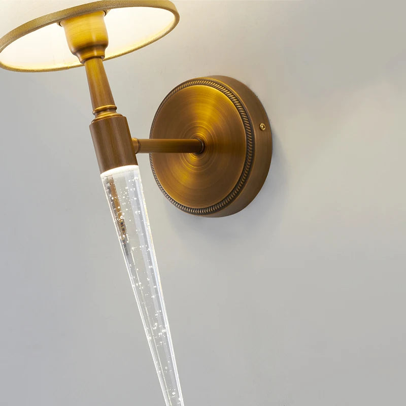 Retro American wall light with crystal accents for living room, bedroom or hallway