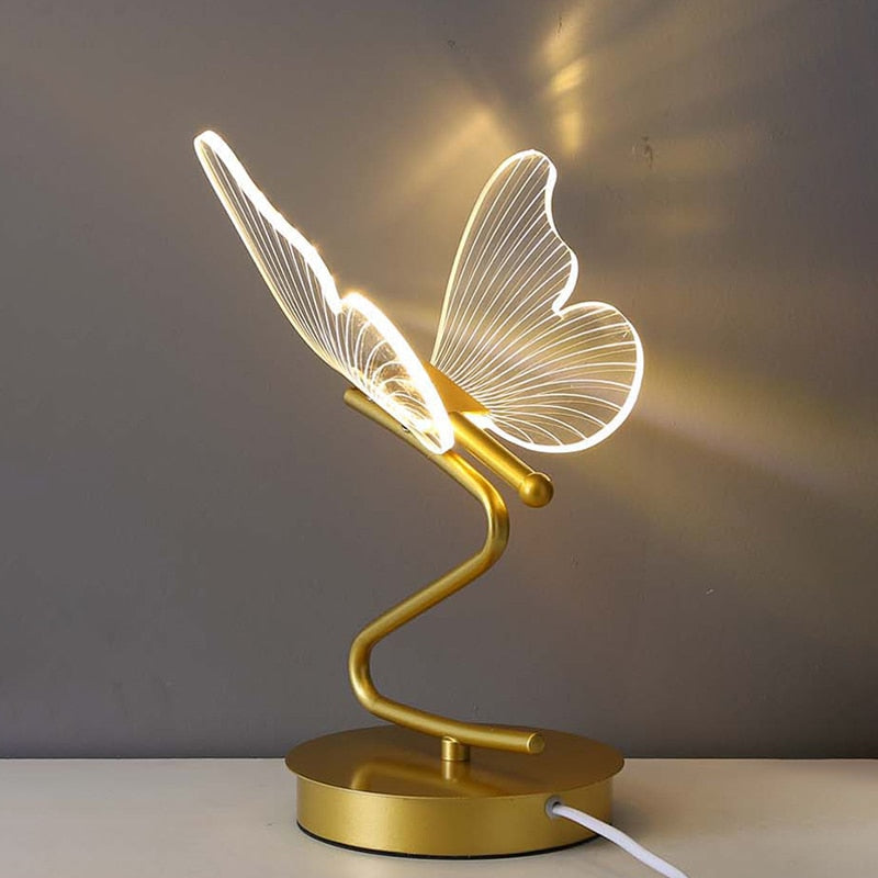 Metal butterfly wave LED table lamp