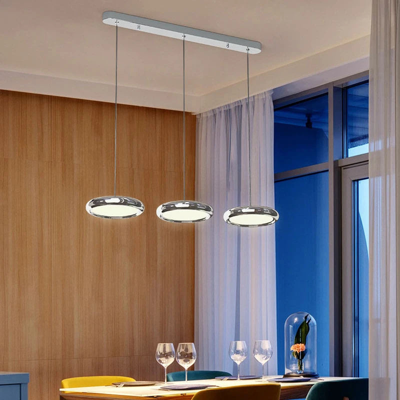 Designer circular plated aluminium LED chandelier - vue 6 sur 18