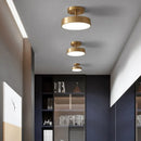 Simple round copper LED ceiling light for cloakroom