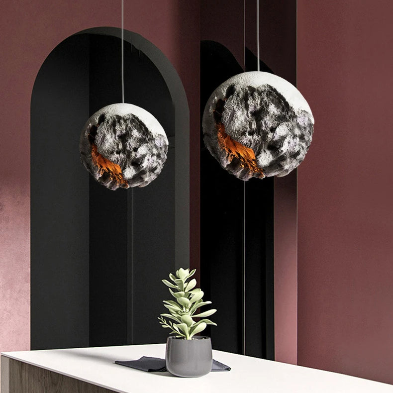 Retro industrial style LED pendant light planet shape