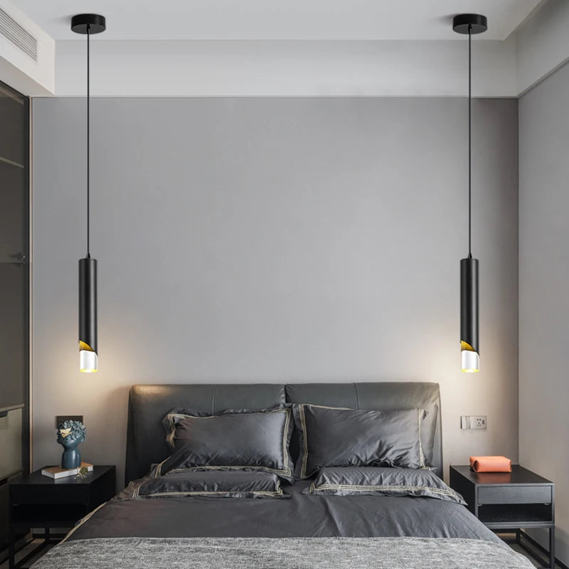 Modern long tube LED pendant light for luxury interior décor - vue 4 sur 30