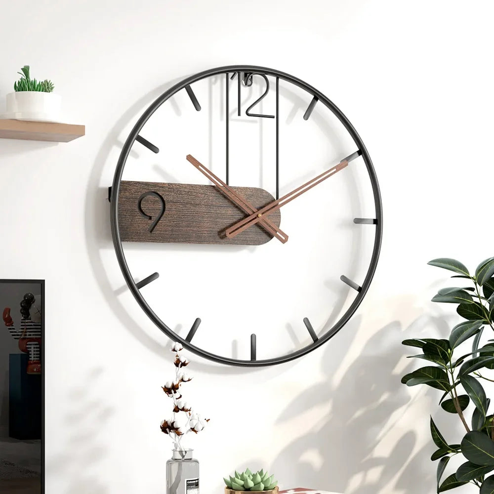Nordic round metal wall clock for modern decoration