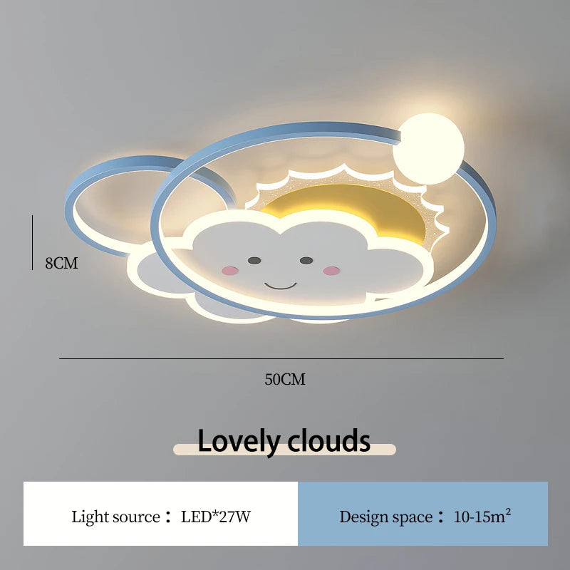 Modern cloud ceiling light for children's room, romantic and cosy