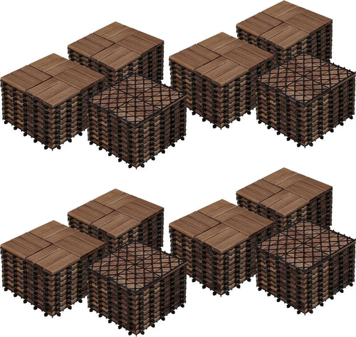 108-piece waterproof interlocking acacia deck tiles 30cm