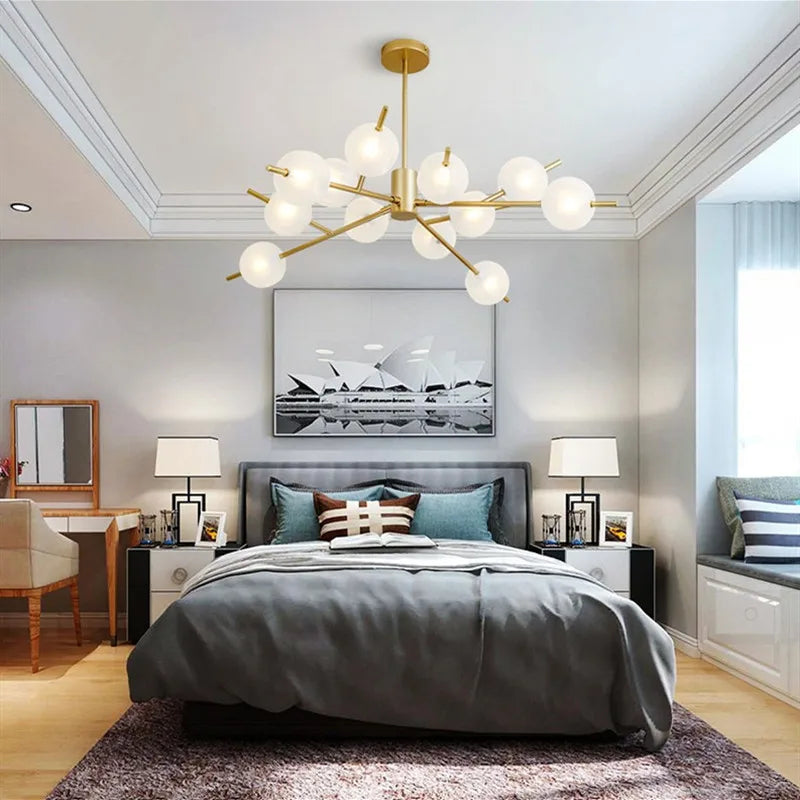 Modern minimalist glass bubble chandelier - vue 4 sur 12