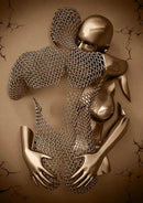 Couple hug love kiss silver glitter wall art poster