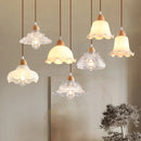 Modern nordic LED pendant chandelier in wood and glass