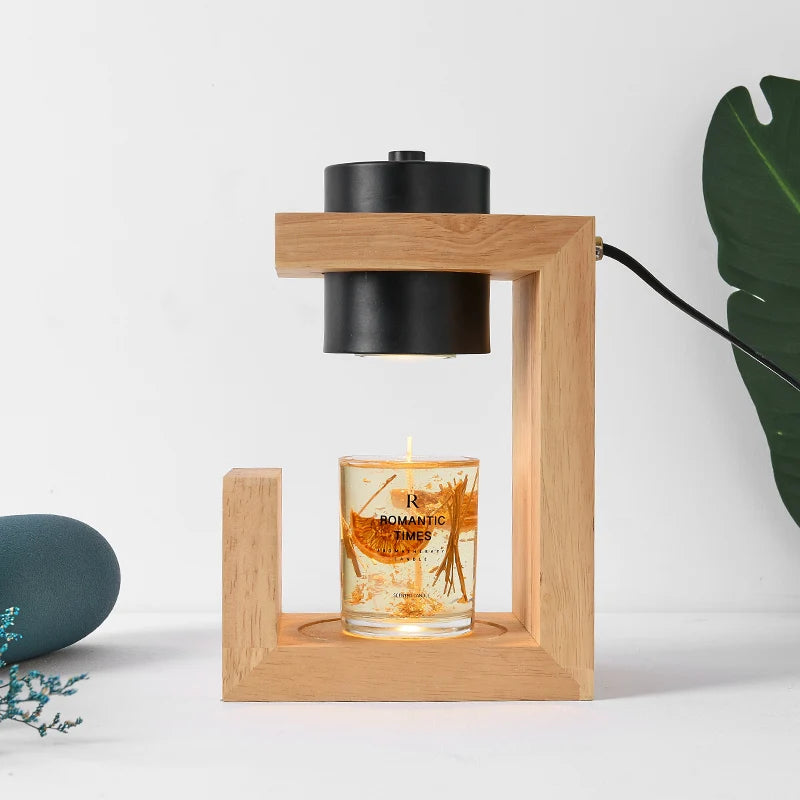 Nordic wooden candle warmer lamp for aromatherapy 110/230V indoor lighting