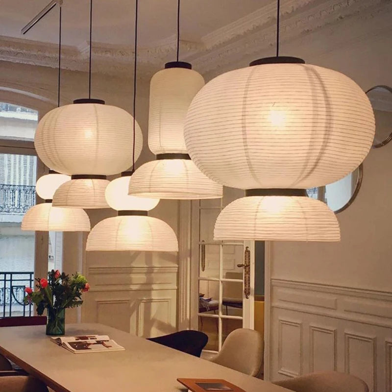 White rice paper pendant light with Danish design - vue 4 sur 9