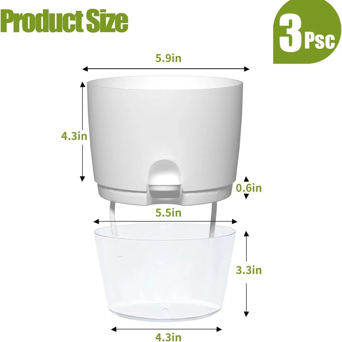 set of 3 transparent double-decker flower pots, garden trend - vue 10 sur 10
