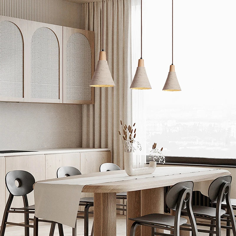 Japanese style bell-shaped cream pendant decorative chandelier bar