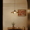 Southeast Asian style linen wood pendant light with adjustable cable