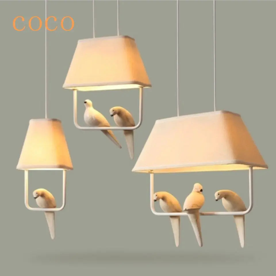 Creative fabric chandelier with 3-4 bird heads for decoration
