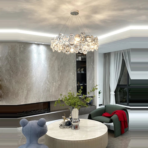 Dimmable crystal LED pendant light with magic ring - vue 3 sur 12