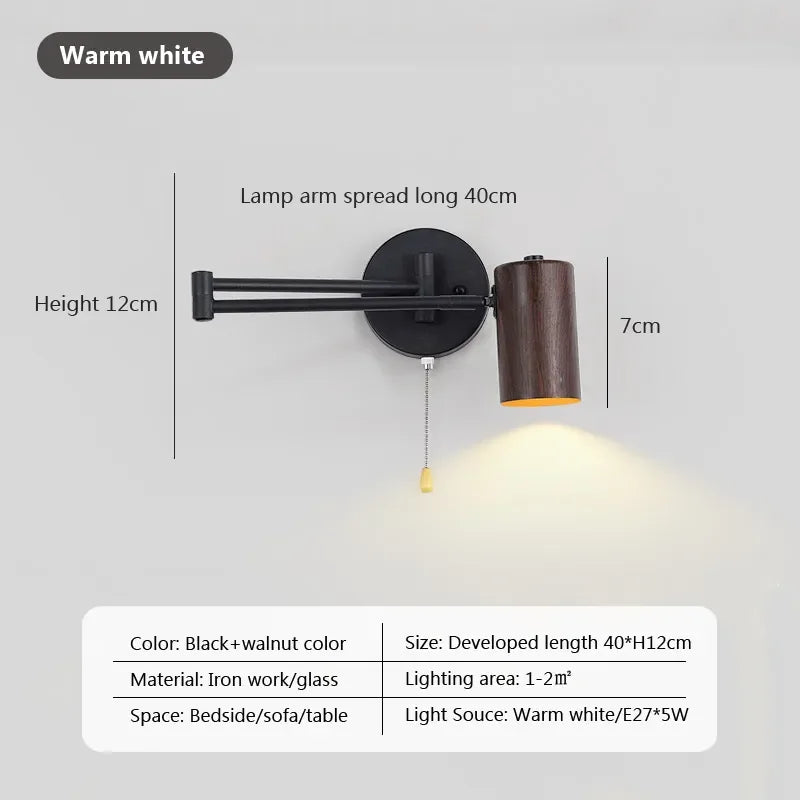 Nordic swivel bedside lamp for reading and study