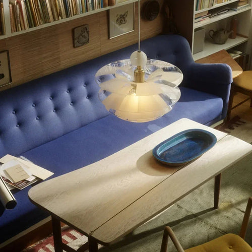 lustre en verre led moderne design scandinave éclairage suspendu élégant - vue 5 sur 8