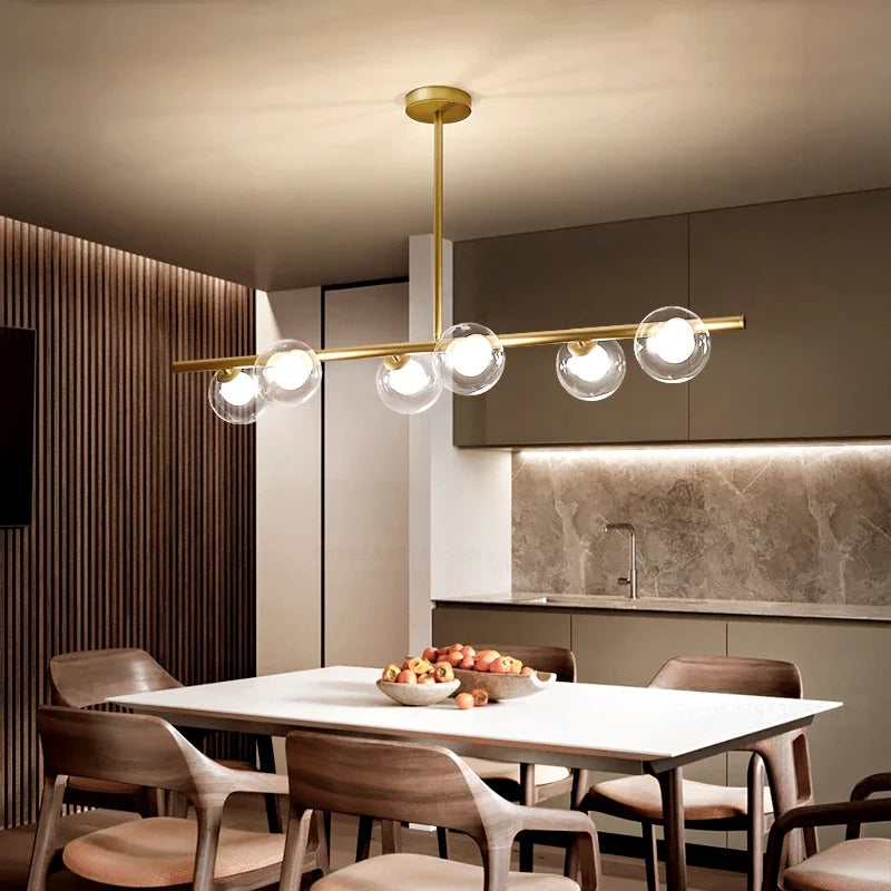 Modern LED chandelier with nordic glass ball lamps - vue 3 sur 12