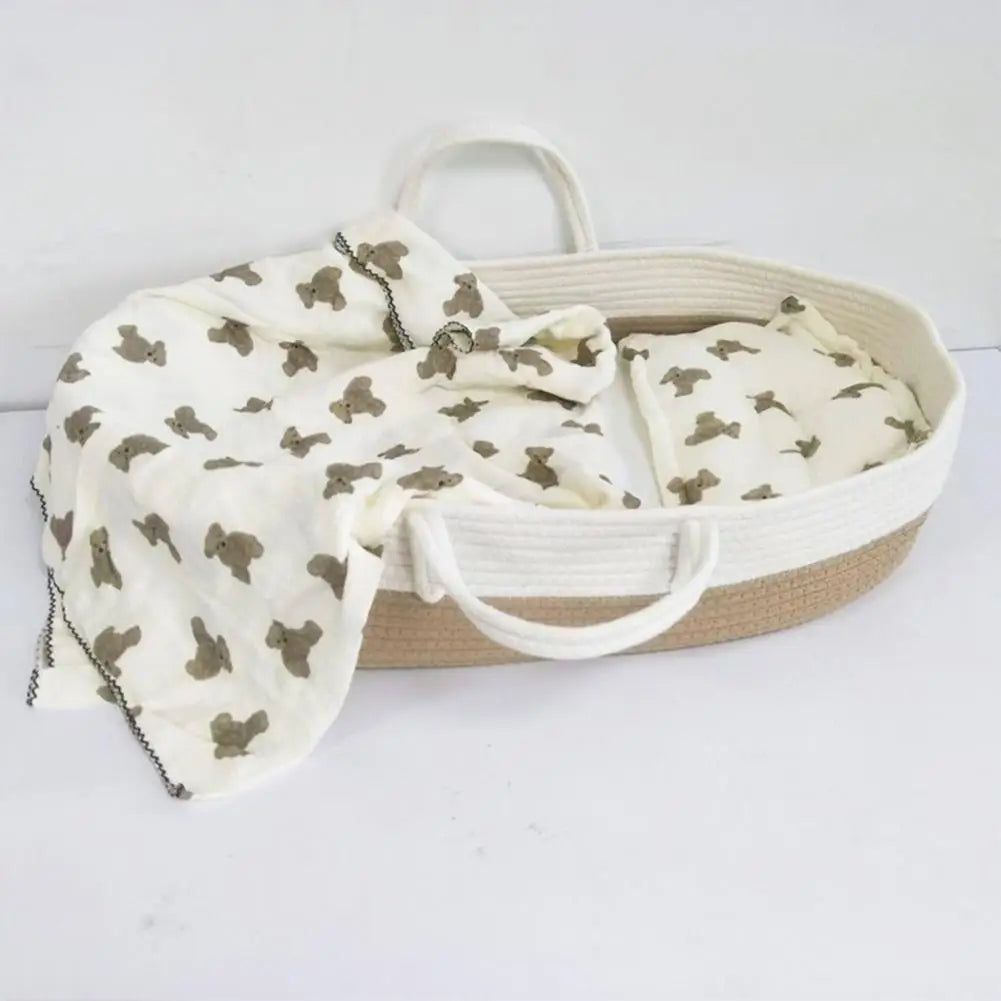 baby sleeping basket in light and soft cotton - vue 6 sur 9