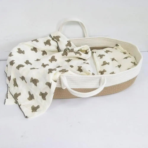 baby sleeping basket in light and soft cotton - vue 6 sur 9