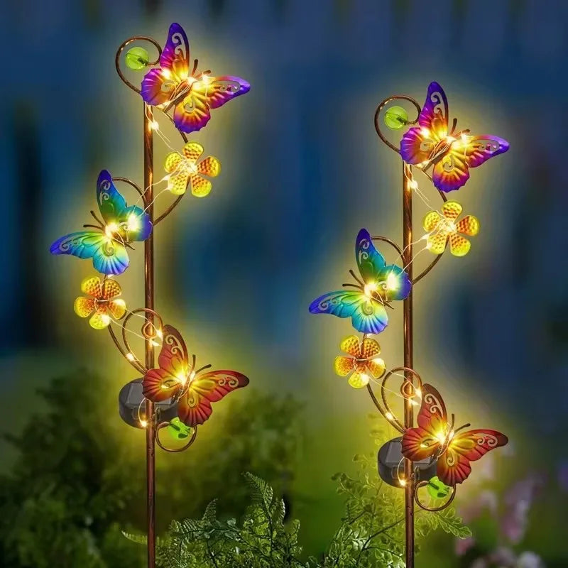 Decorative solar LED butterfly lamp for outdoor garden