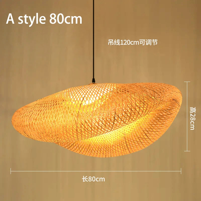 Handmade Chinese style bamboo chandelier with vintage pastoral weaving - vue 17 sur 30