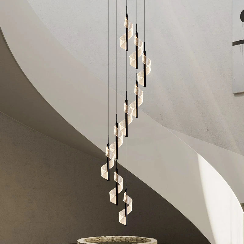 Modern acrylic LED chandelier for spiral staircases