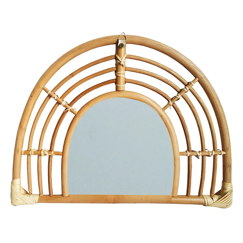 Nordic Style Straw Rattan Wall Decor, Round Rattan Mirror, Decoration Mirror - vue 9 sur 12