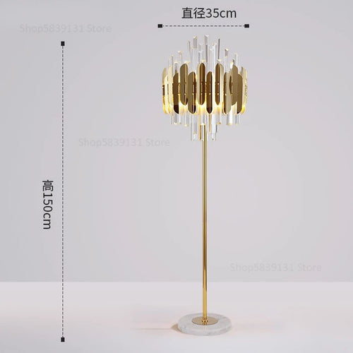 Post-modern nordic luxury gold crystal LED floor lamp - vue 16 sur 17