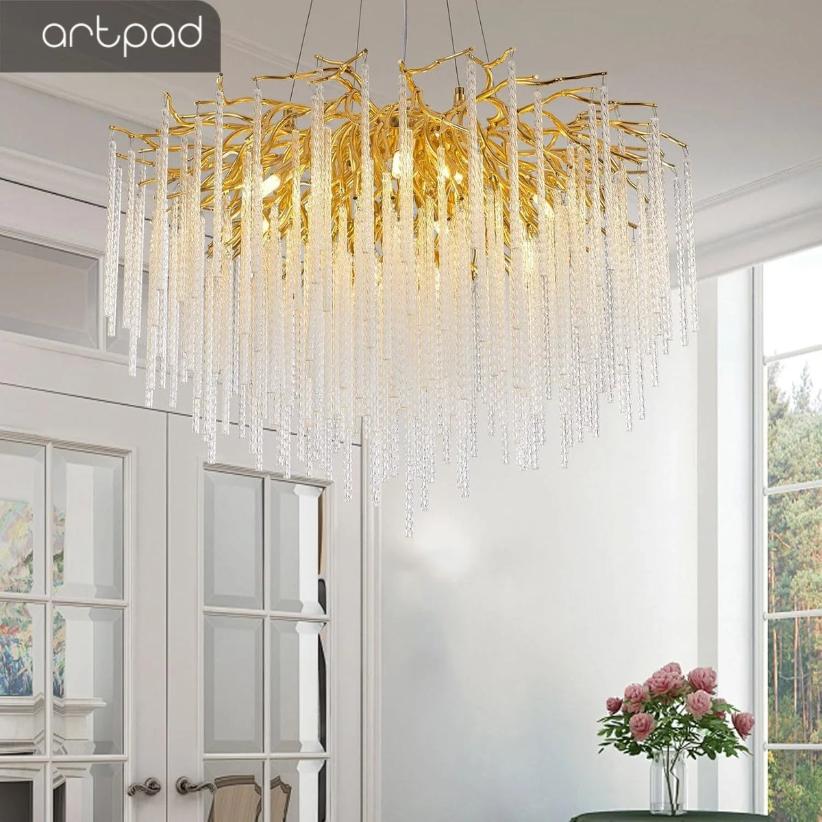 Modern gold crystal pendant chandelier for elegant interiors