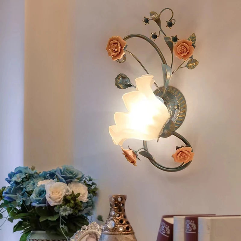 Pastoral style ceramic wall light mediterranean nordic decoration