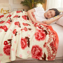 Lightweight fleece throw with floral check pattern for living room