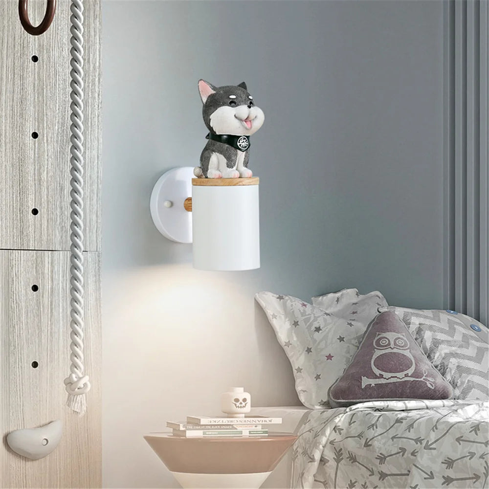 Creative LED wall light cat and dog for children - vue 4 sur 12